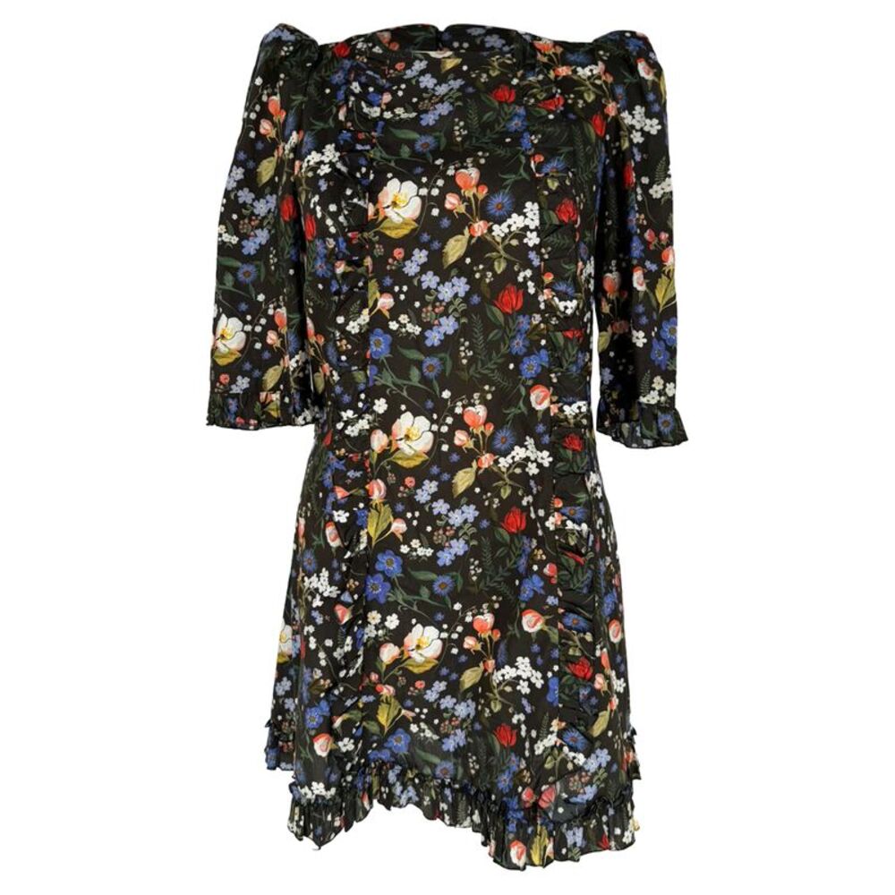 The Vampire's Wife Devon Floral-Print Mini Dress in Multicolor Cotton